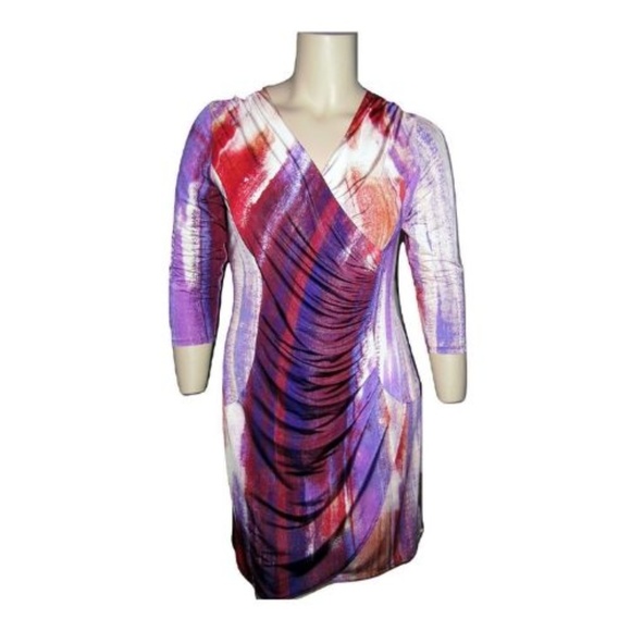 Dana Buchman Faux Wrap Dress Large - Picture 1 of 2